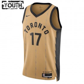 Camiseta Niños NBA Toronto Raptors Dennis Schroder 2023-24 Nike City Edition Gold Swingman